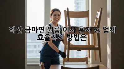 익산 금마면 원룸 이사, 혼자 vs 업체? 효율적인 방법은?